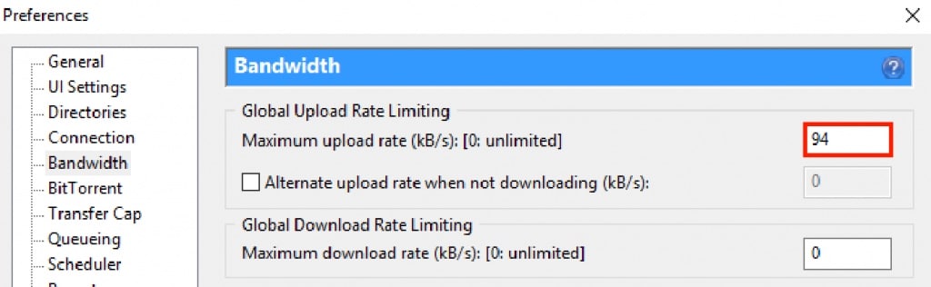 Вариант пропускной способности uTorrent 2