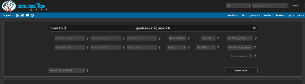 NZBGeek Search