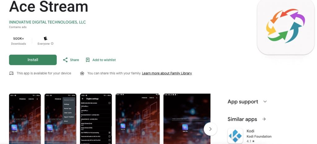 Acestream Google Play Android