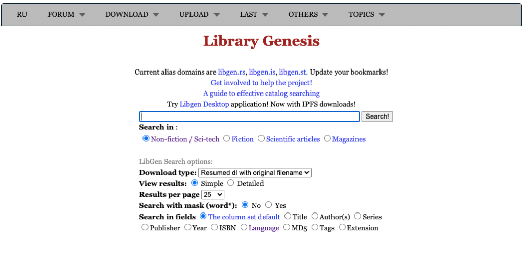 LibGen - alternative to BookFi