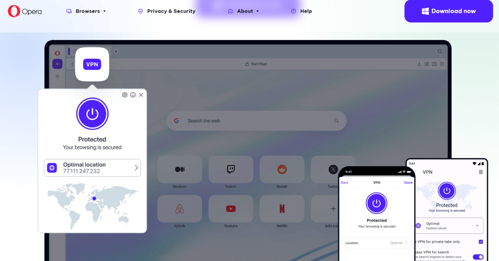 Opera VPN - Free VPN for streaming video Japan