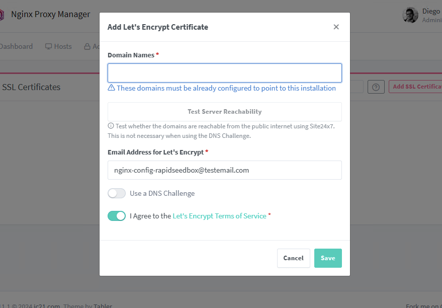 adding an SSL certificate