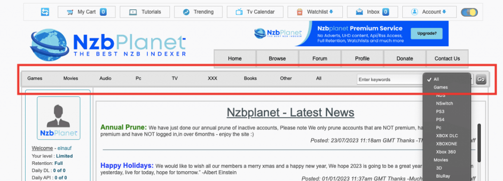 Searching on NzbPlanet