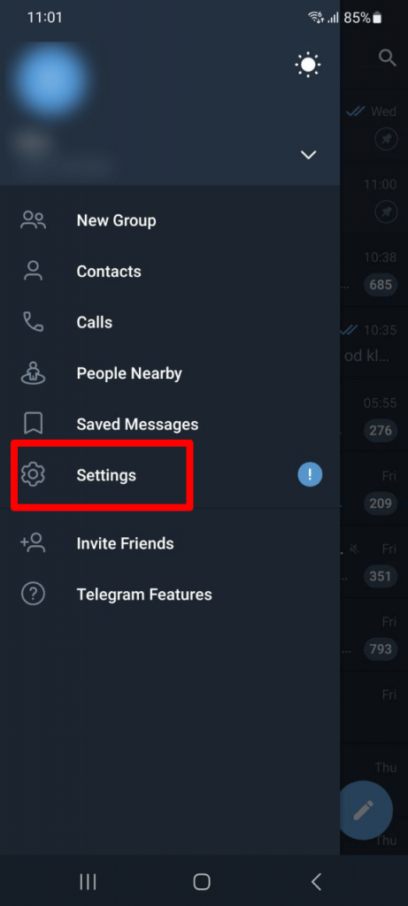 Settings - Using proxy on Telegram