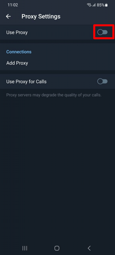 Menggunakan proxy di Telegram - Pengaturan Proxy