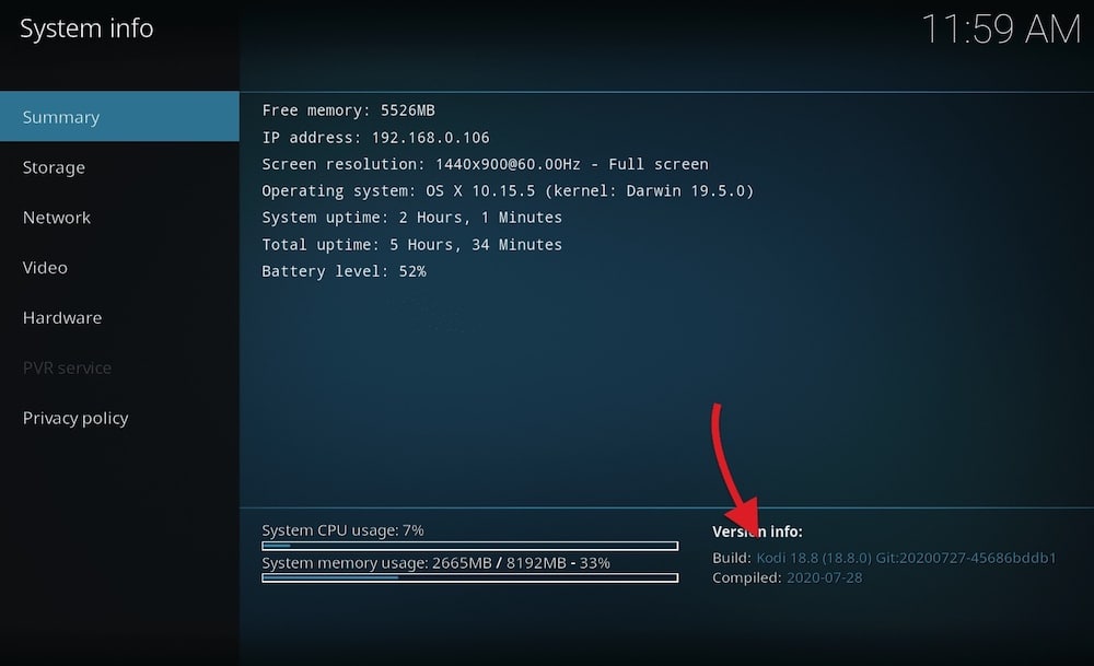 Update or reinstall Kodi