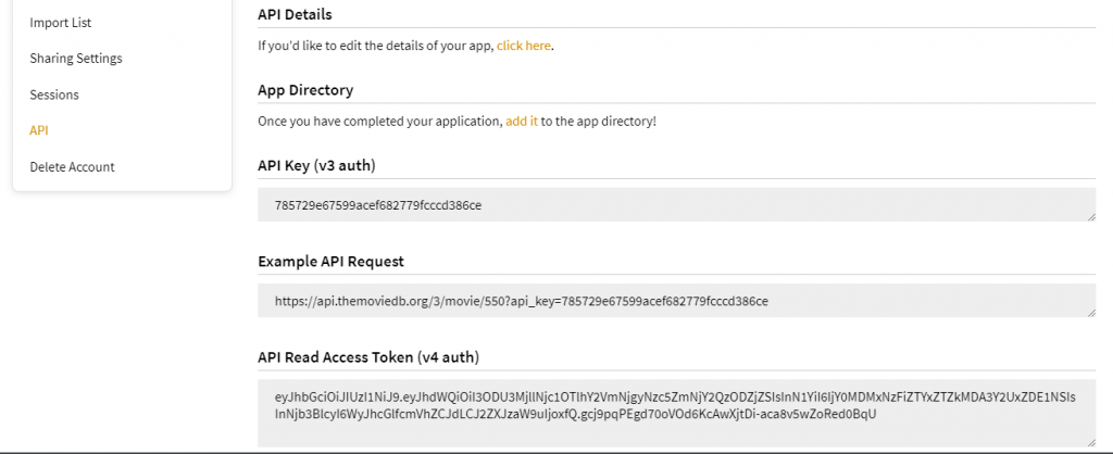 TMBD API details