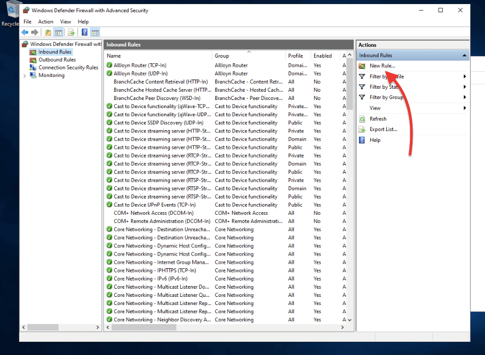 Configuring the firewall