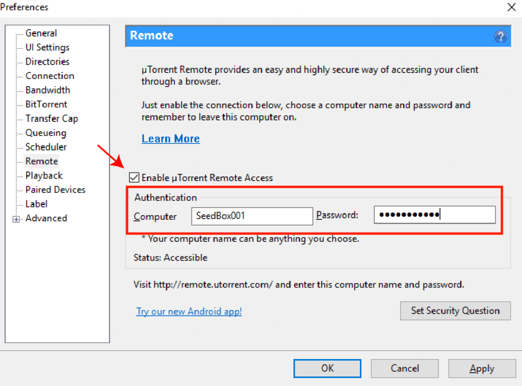 Manage uTorrent remotely