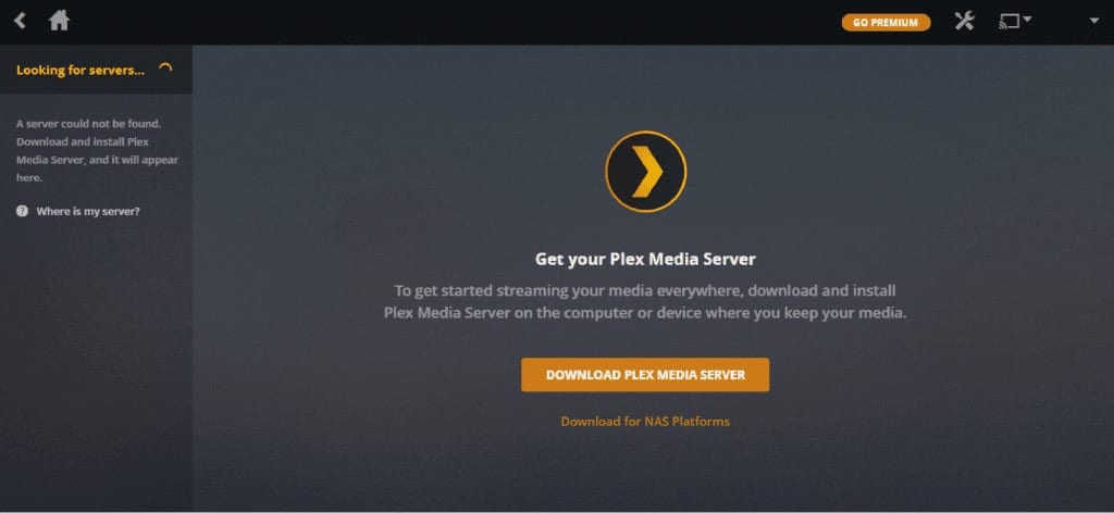 Plex Media Server user Interface.