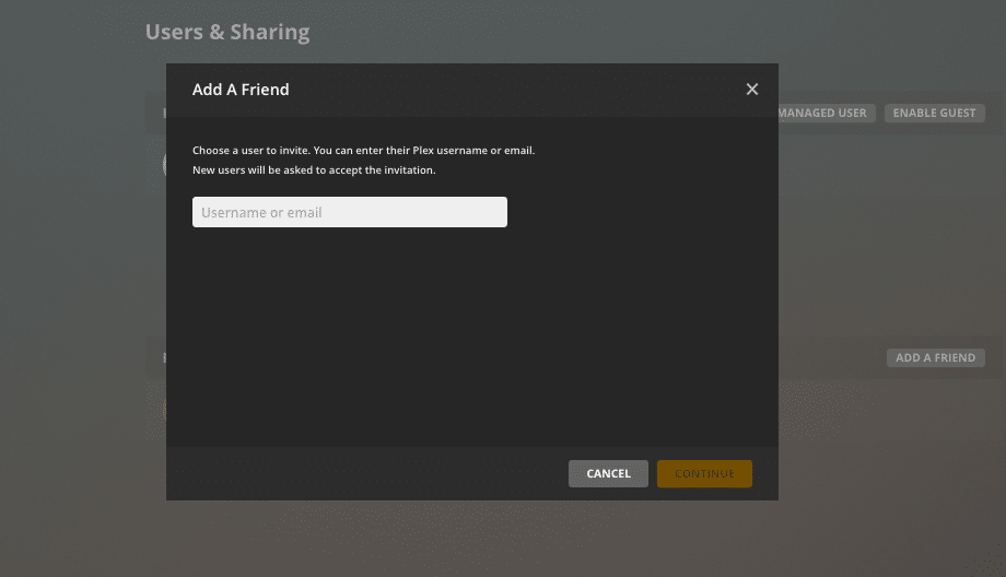 Adding a friend to your Plex Media Server.