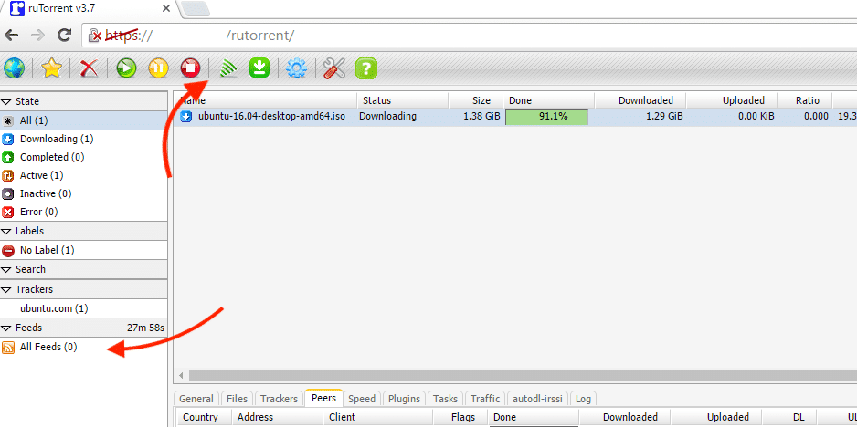 Setting RSS feed in ruTorrent. 