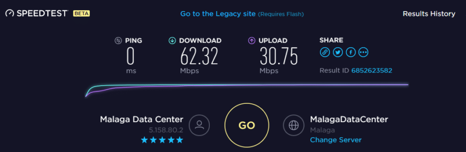 Speedtest FTP speed.