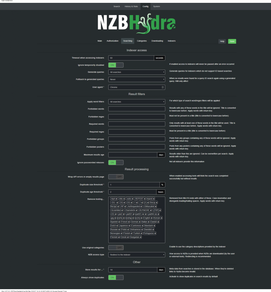 nzbhydra search configuration options