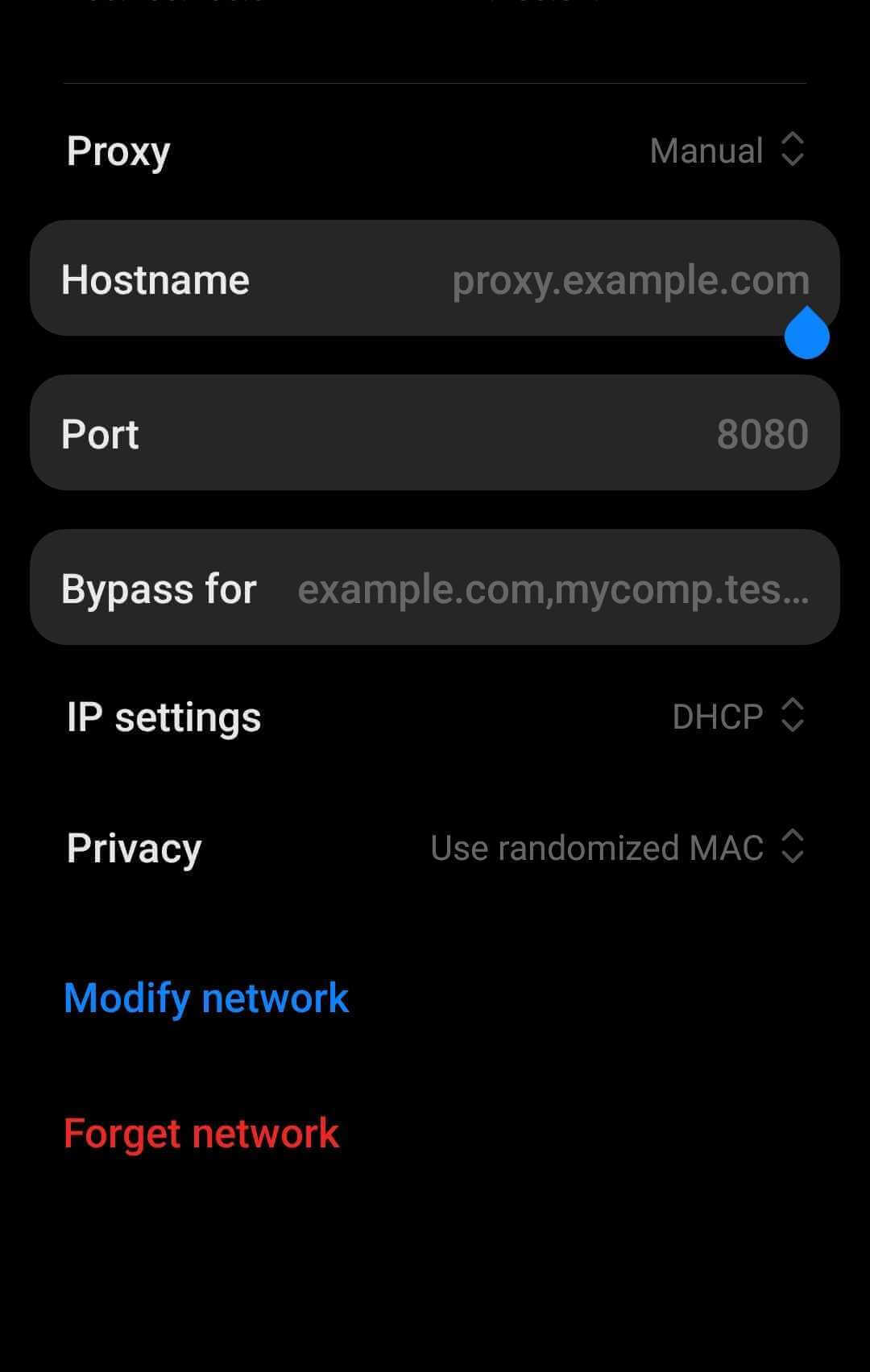 Android proxy settings