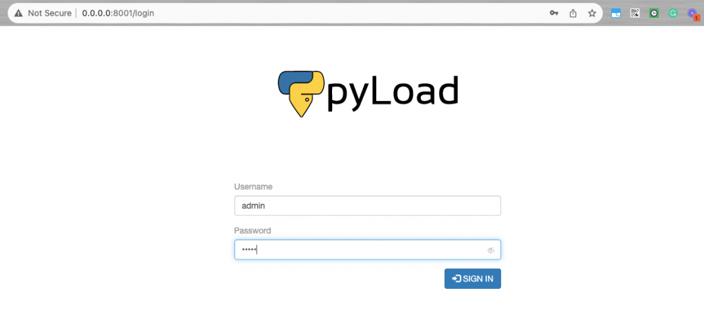 credentials to pyLoad