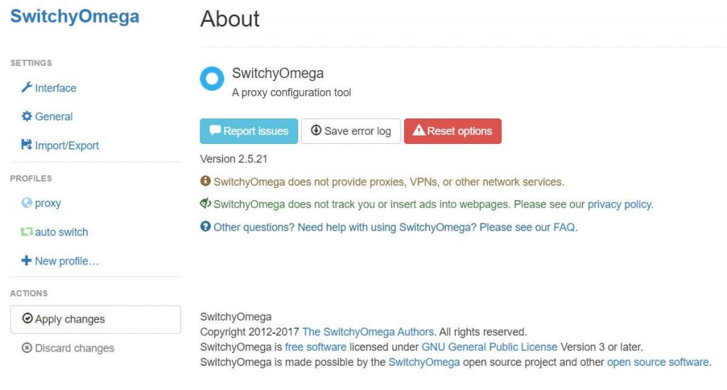 SwitchyOmega Dashboard