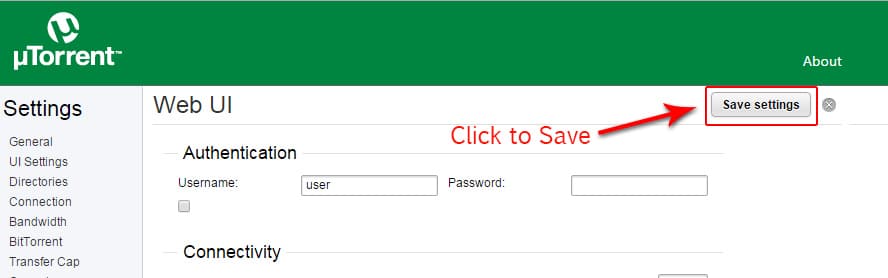 utorrent save settings